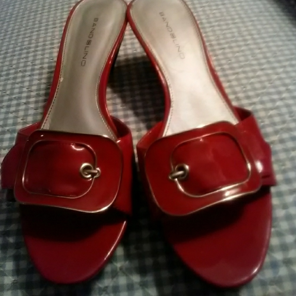 Bandolino Red Sandals with Gold Buckle